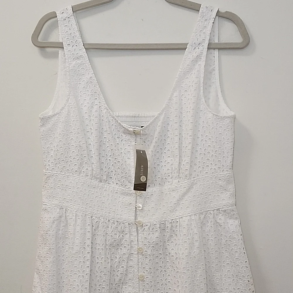 NWT J.Crew Eyelet Button-Front Sleeveless Midi Dress Size 8 - Picture 5 of 16